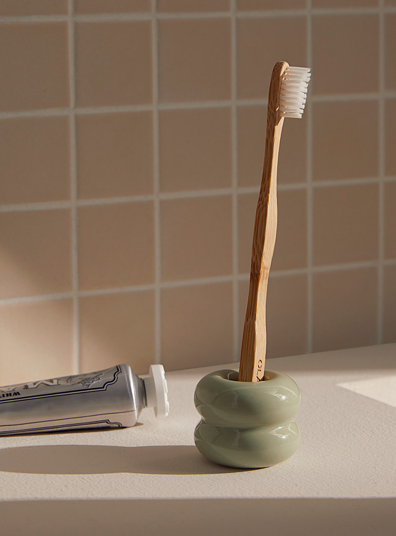 Simons Maison Mint/Pistachio Green Black retro curves toothbrush holder