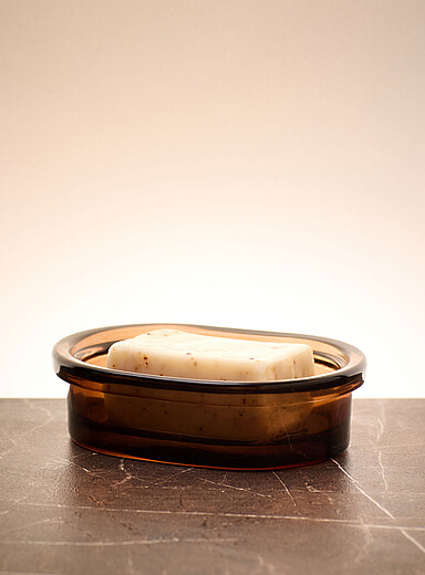 Le porte-savon verre ambr&eacute;