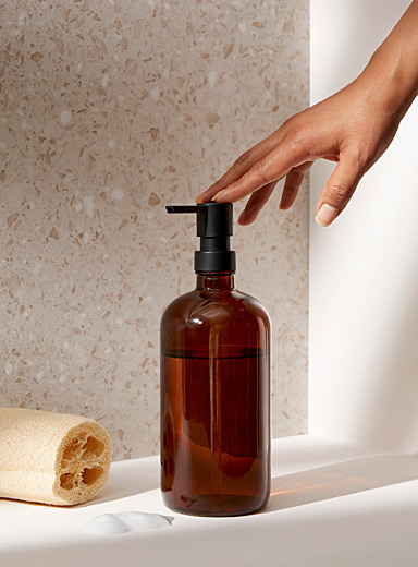 Large tinted glass soap pump