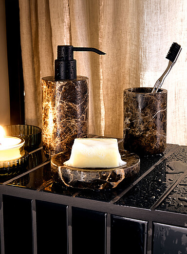 Genuine brown marble tumbler