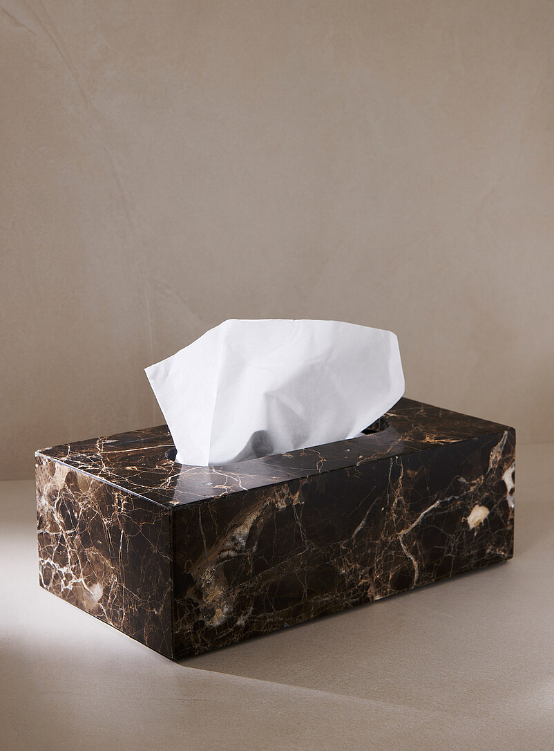 Genuine black marble tissue box cover product image (primary)