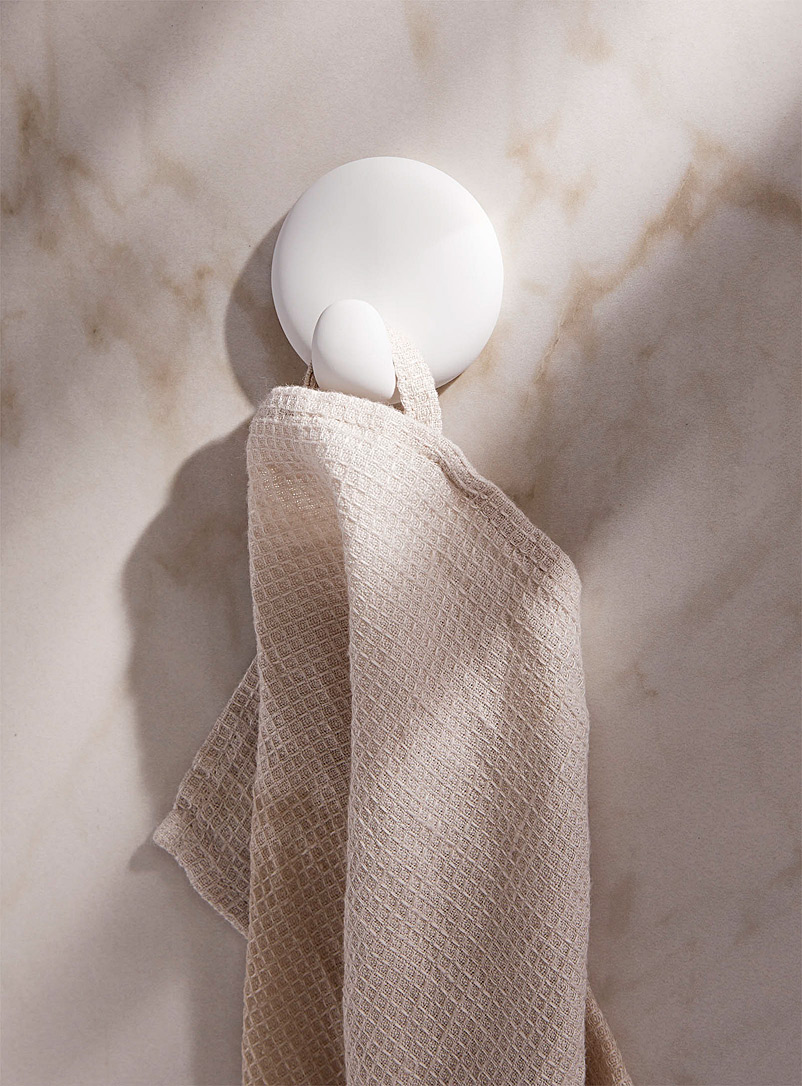 White ceramic adhesive hook product image (primary)
