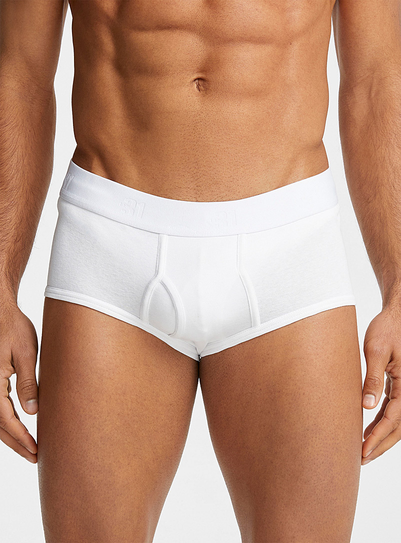 Le 31 White Solid organic cotton briefs 3-pack for men