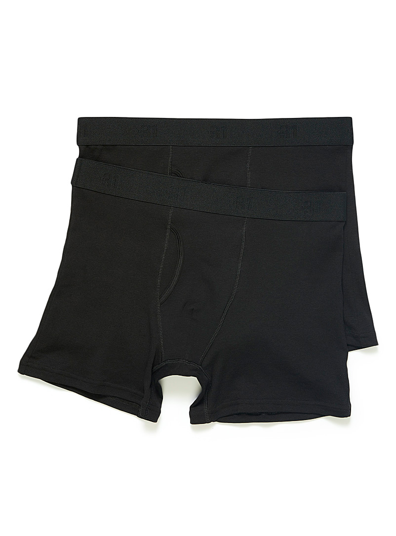 Le 31 Black Solid organic cotton boxer briefs 2-pack for men