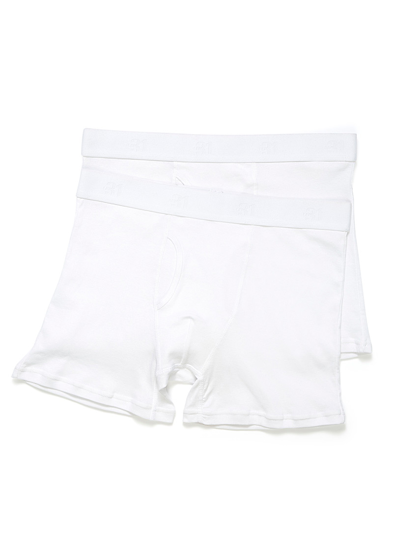 Le 31 White Solid organic cotton boxer briefs 2-pack for men