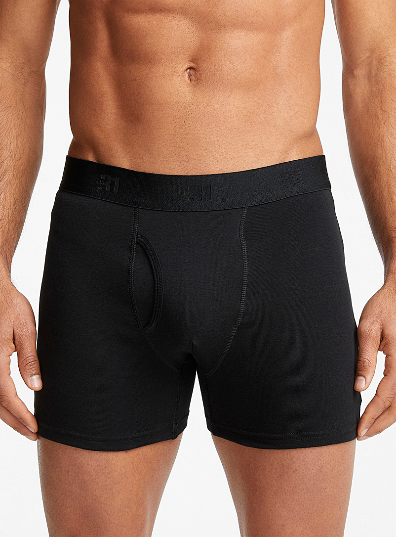 Le 31: Les boxeurs longs classiques unis 5 po Coton biologique Emballage de 3 Blanc pour homme