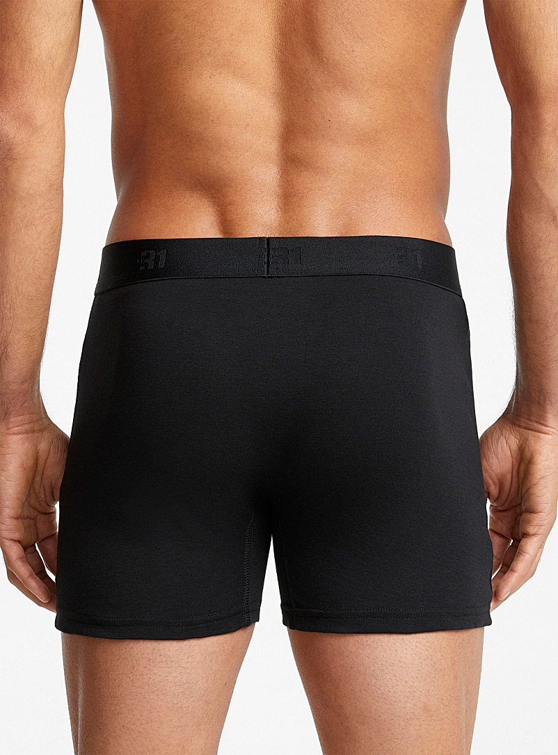 Le 31: Les boxeurs longs classiques unis 5 po Coton biologique Emballage de 3 Blanc pour homme