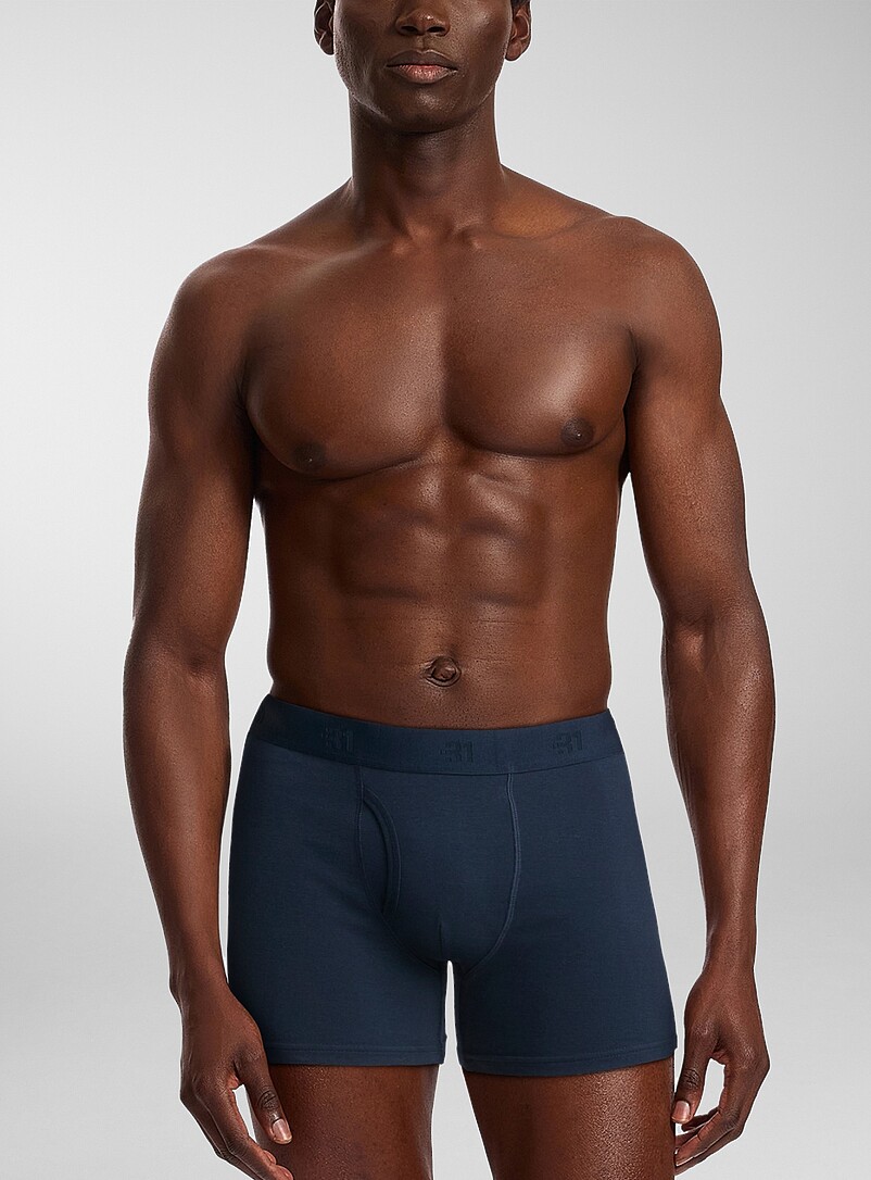 Le 31: Les boxeurs longs classiques unis 5 po Coton biologique Emballage de 3 Blanc pour homme