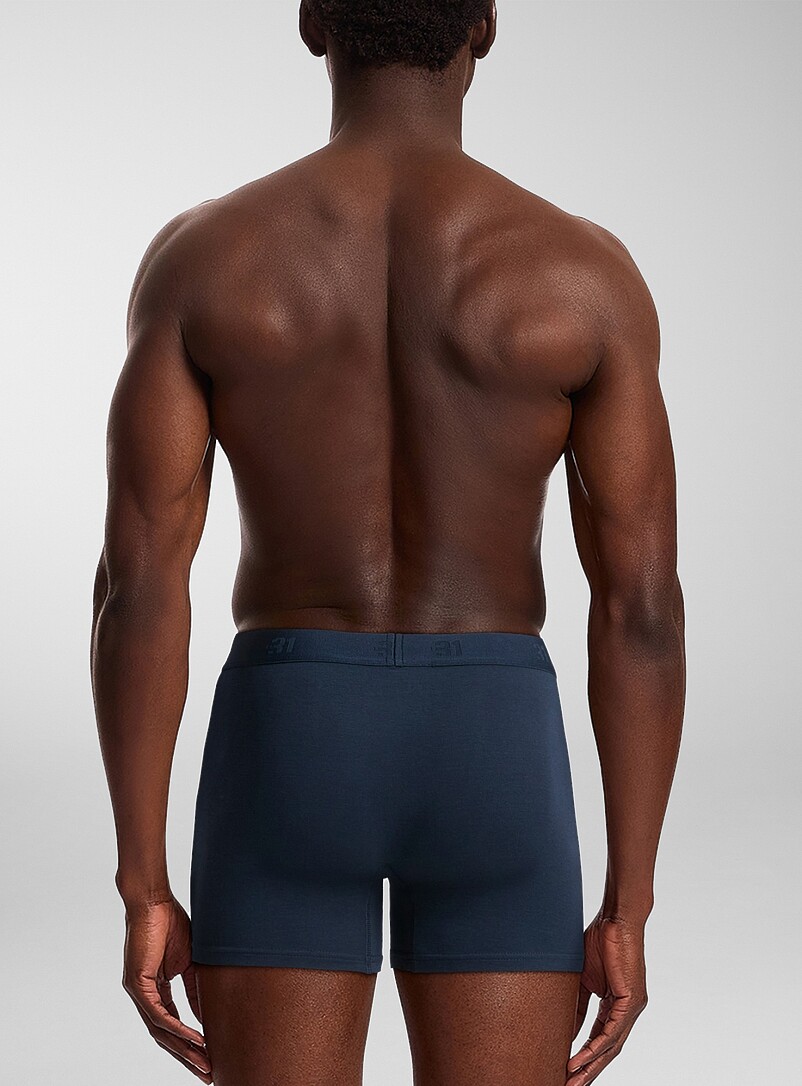 Le 31: Les boxeurs longs classiques unis 5 po Coton biologique Emballage de 3 Blanc pour homme