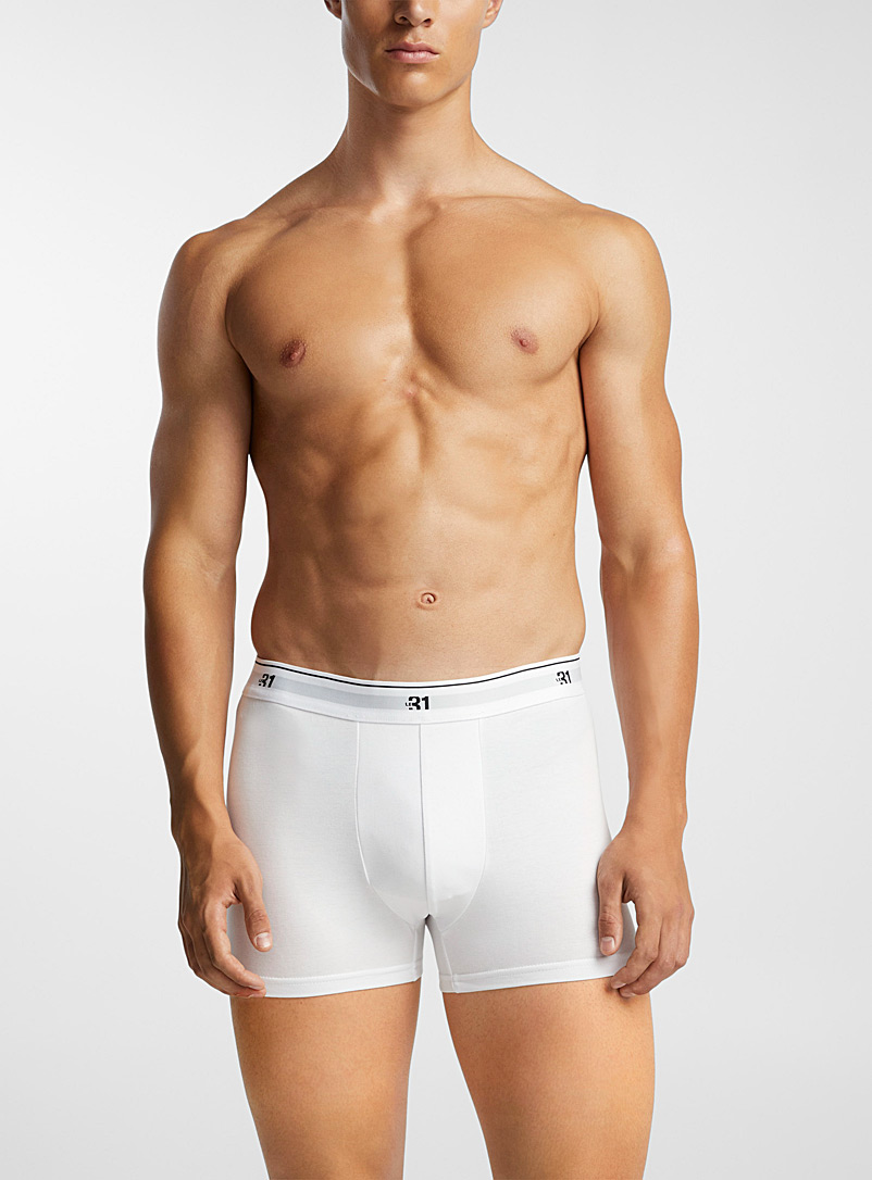 Le 31: Les boxeurs courts classiques taille logo 3 po Coton biologique Emballage de 3 Noir pour homme