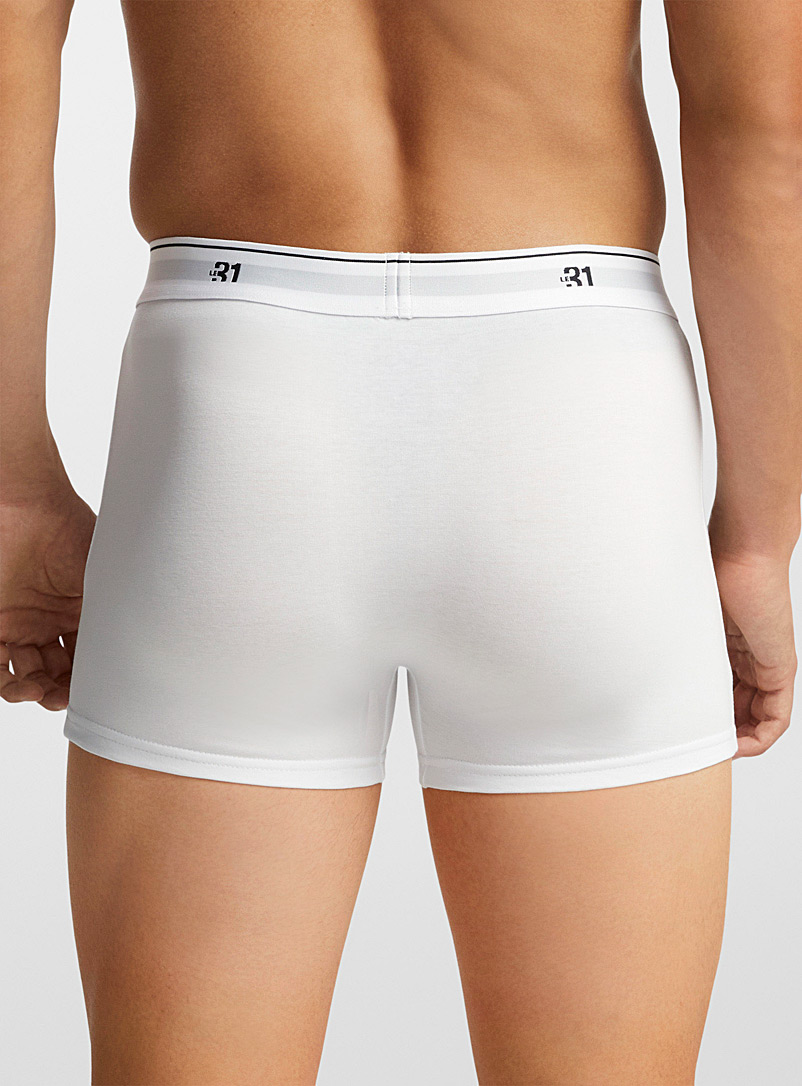 Le 31: Les boxeurs courts classiques taille logo 3 po Coton biologique Emballage de 3 Noir pour homme
