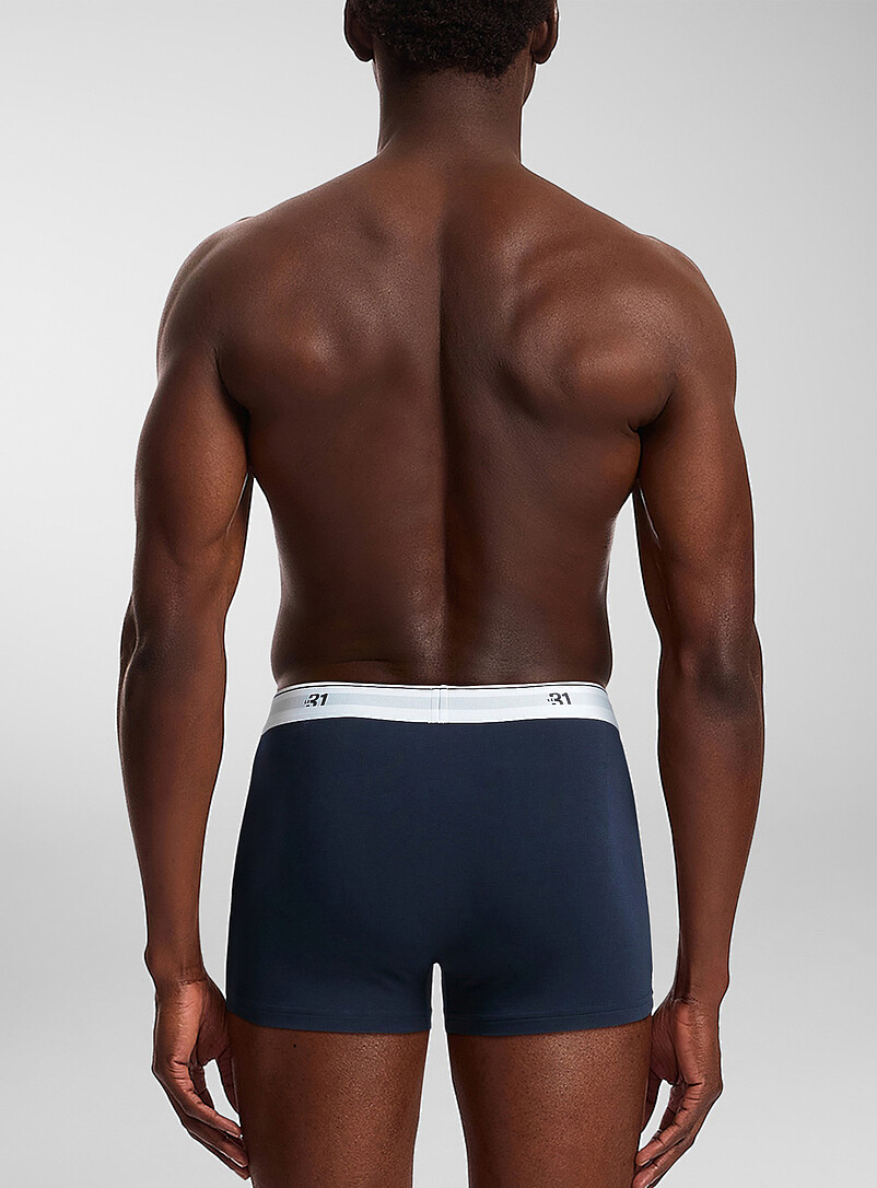 Le 31: Les boxeurs courts classiques taille logo 3 po Coton biologique Emballage de 3 Noir pour homme