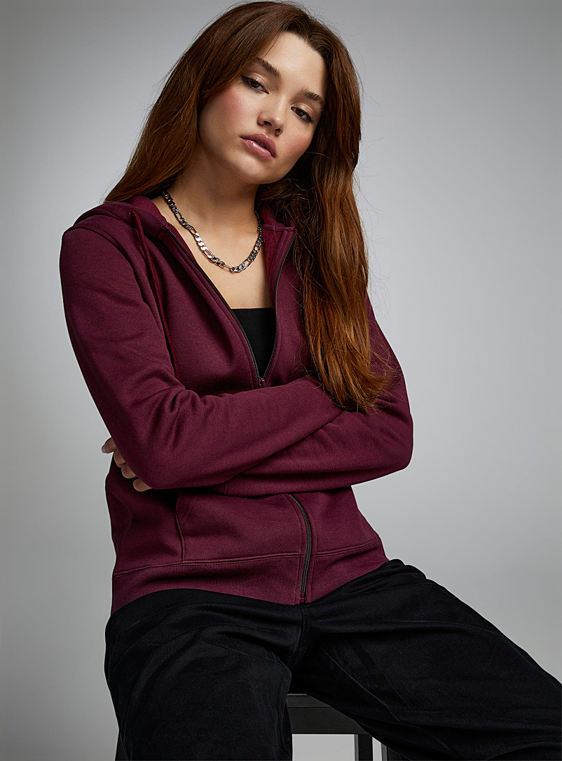 Twik Ruby Red Zippered hoodie for women