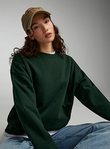 Twik Mossy Green Light fleece sweatshirt for women