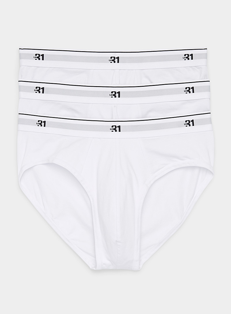 Le 31 White Logo waist stretch organic cotton briefs 3-pack for men