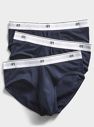 Le 31: Les slips classiques taille logo Coton biologique Emballage de 3 Bleu marine - Bleu nuit pour homme