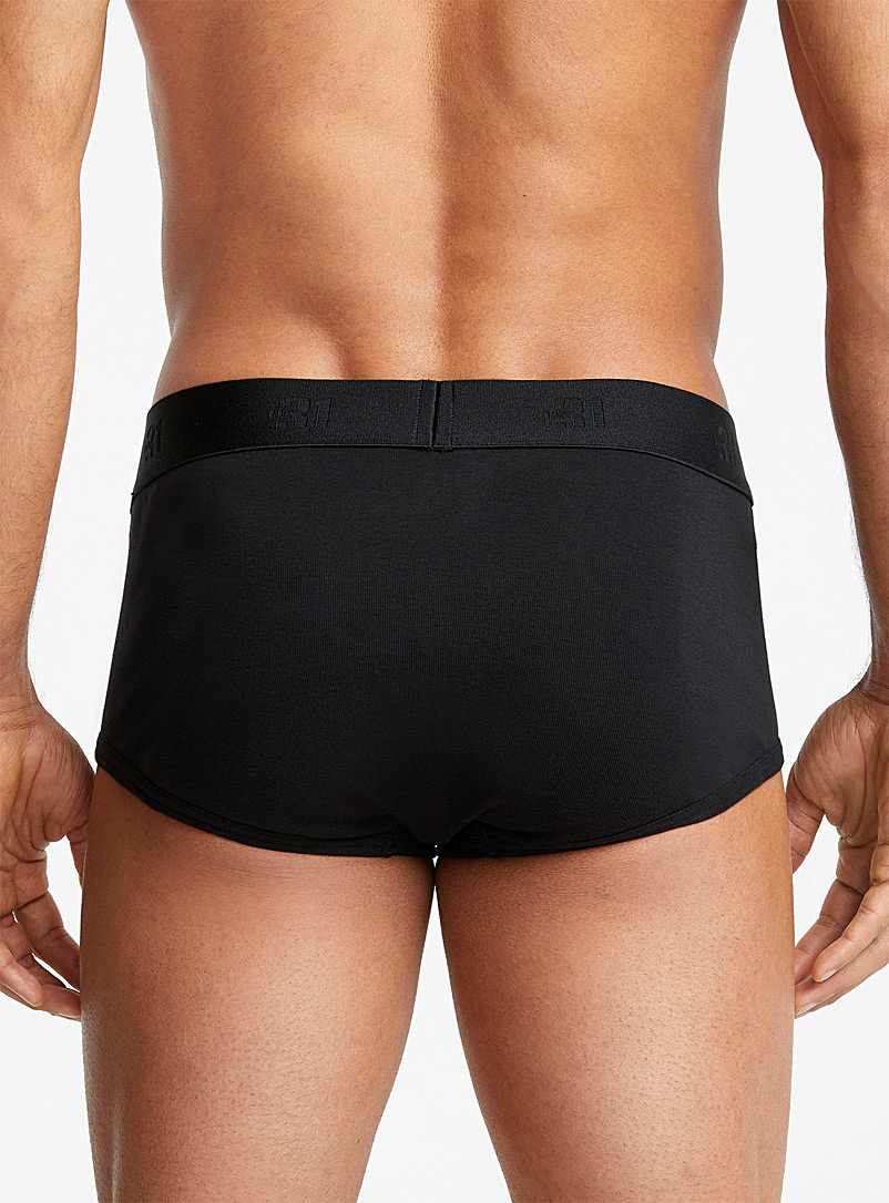 Le 31 Black Classic solid briefs Organic cotton 3-pack for men