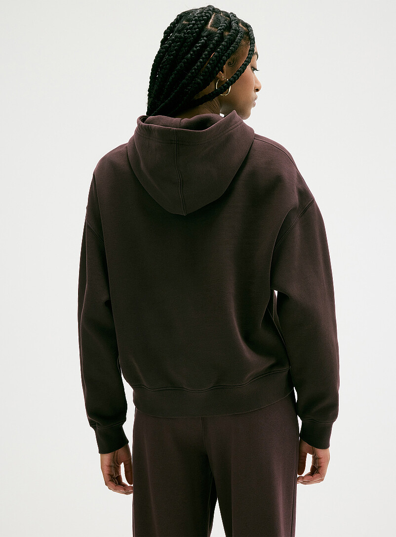 Twik: Le sweat droit &agrave; capuche Vert &agrave; motifs pour femme