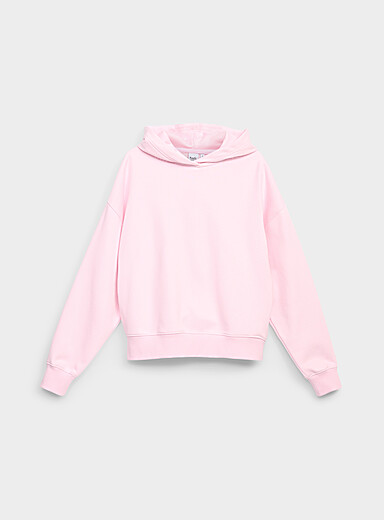 Twik: Le sweat droit &agrave; capuche Rose p&acirc;le pour femme