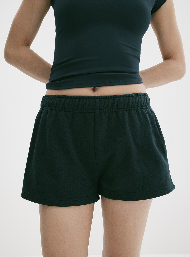 Twik Dark green Fleece mini short for women