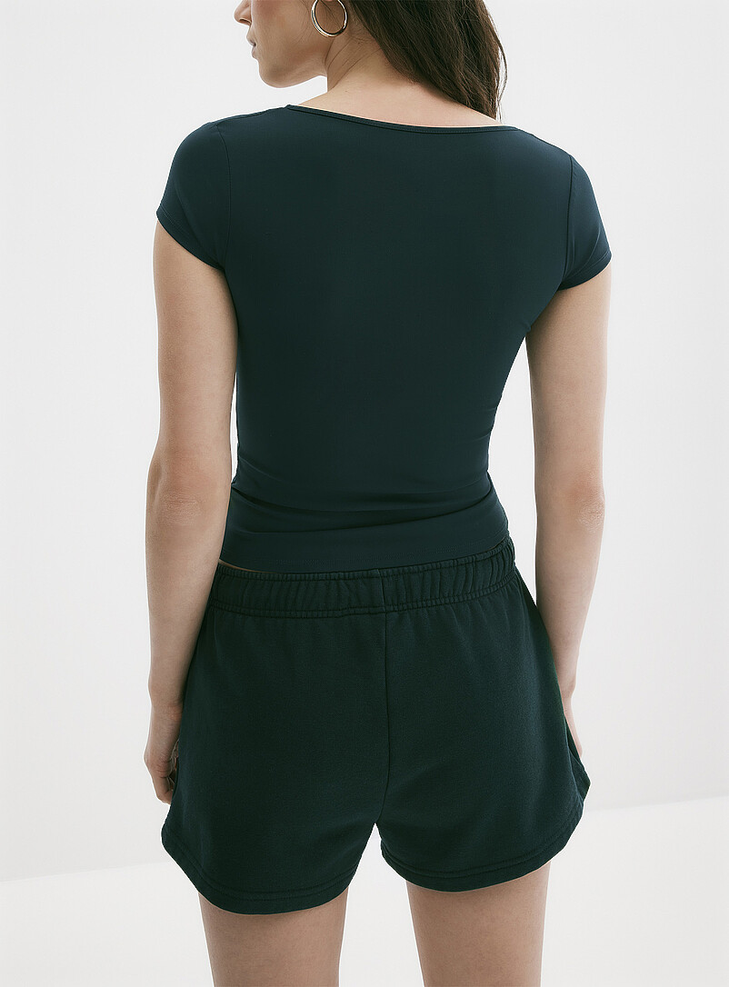 Twik Dark green Fleece mini short for women