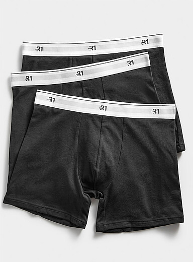 Le 31 Black 5" logo-waist classic boxer briefs Organic cotton 3-pack for men