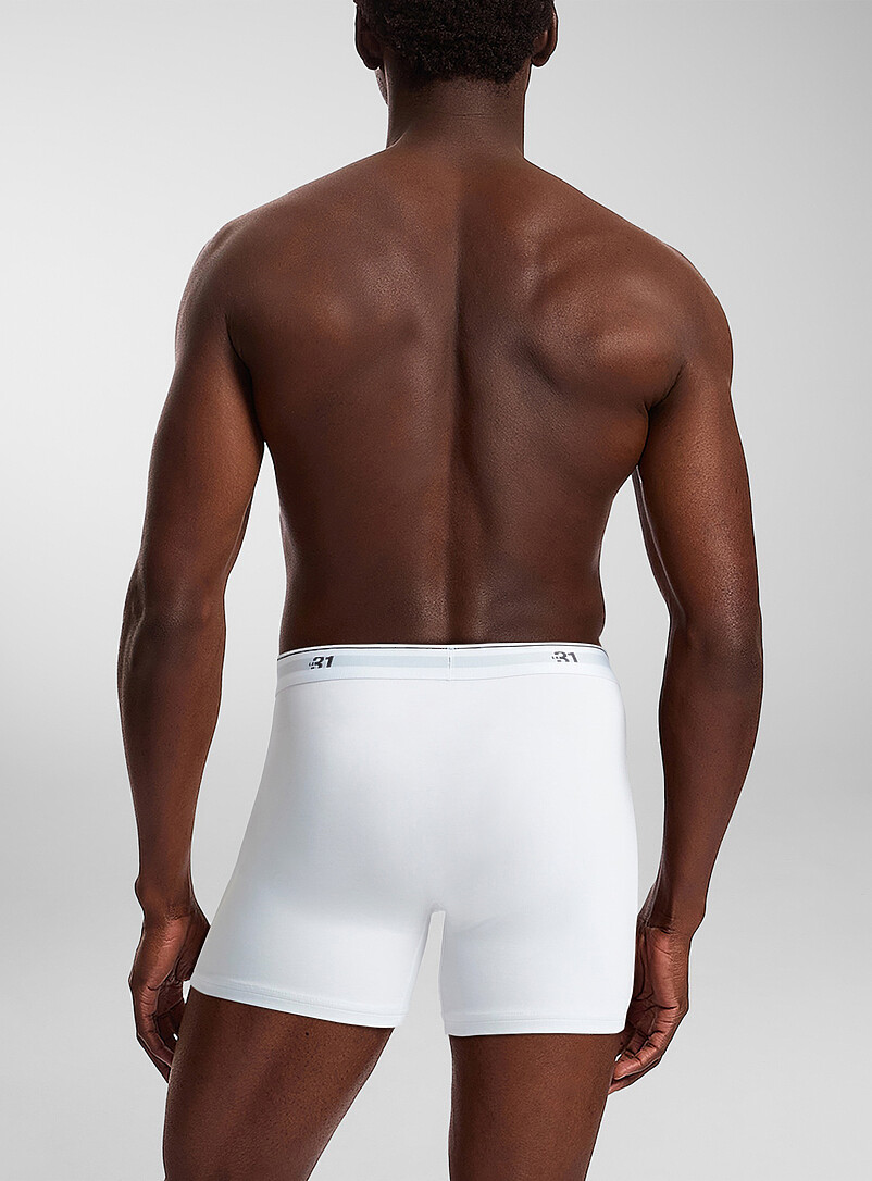 Le 31: Les boxeurs longs classiques taille logo 5 po Coton biologique Emballage de 3 Bleu marine - Bleu nuit pour homme