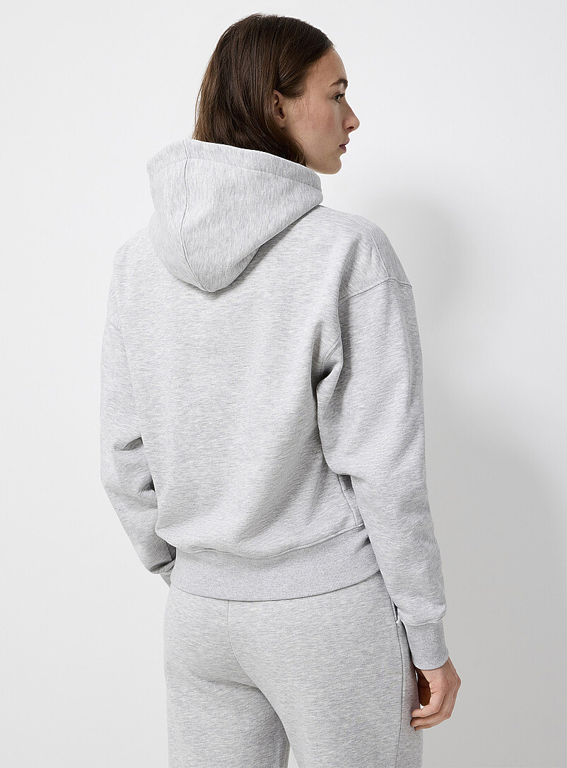 I.FIV5 Light Grey Light fleece jersey hoodie for women