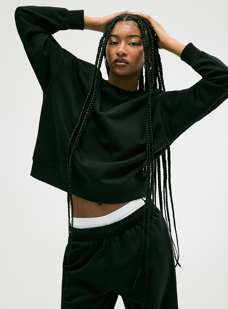 Twik Green Oversized fleece crew-neck sweatshirt for women