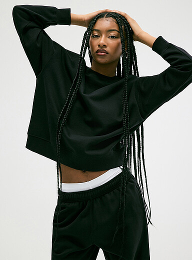 Oversized fleece crew-neck sweatshirt