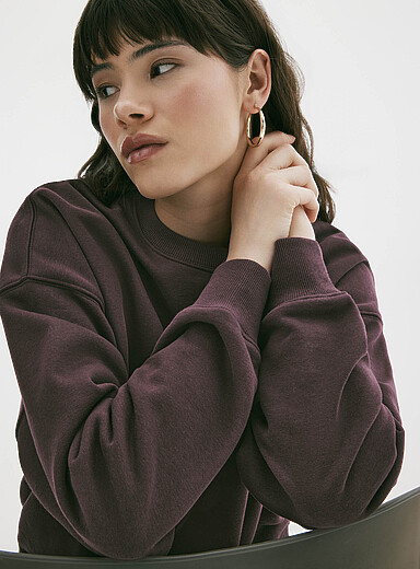 Oversized fleece crew-neck sweatshirt