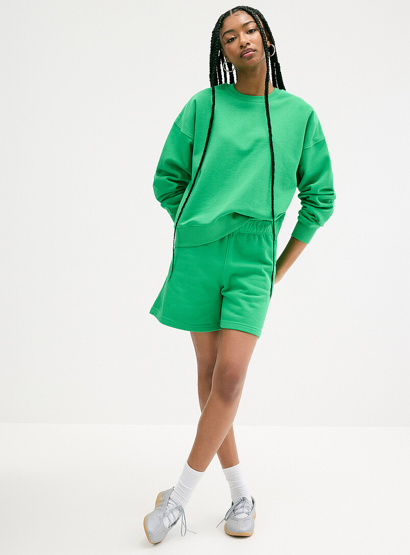Twik Green Oversized fleece crew-neck sweatshirt for women