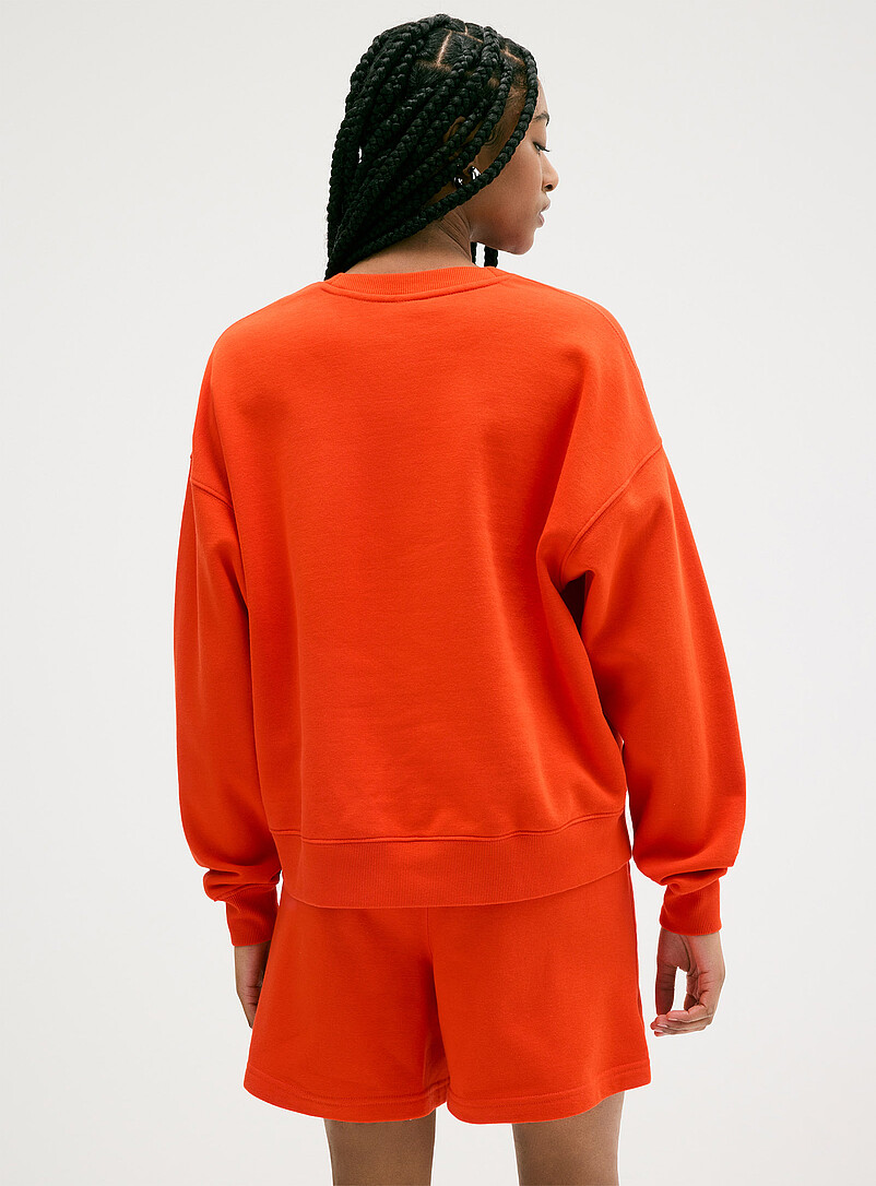 Twik: Le sweat col rond ample molleton Orange pour femme