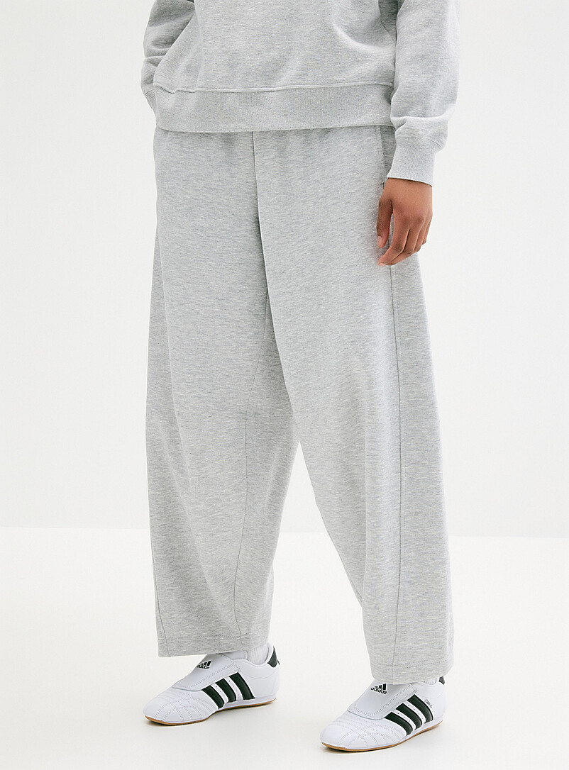 Twik Black Fleece barrel-leg pant for women