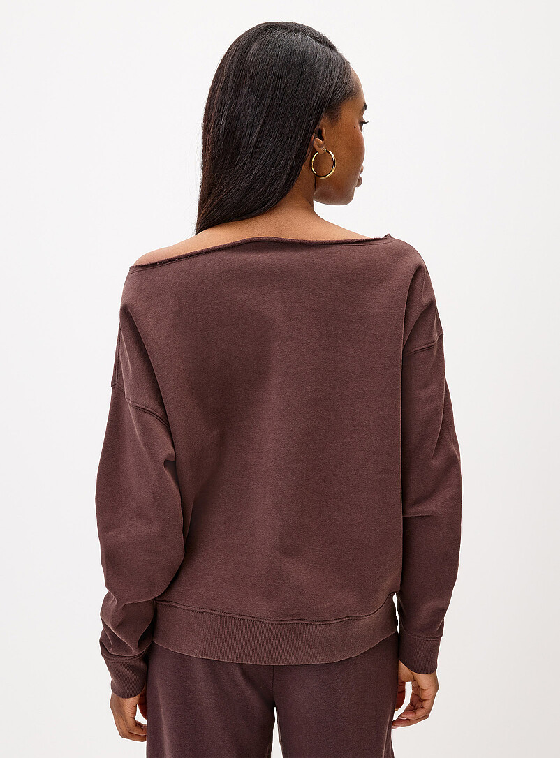 Twik: Le sweat &eacute;paule d&eacute;voil&eacute;e Chocolat - Espresso pour femme