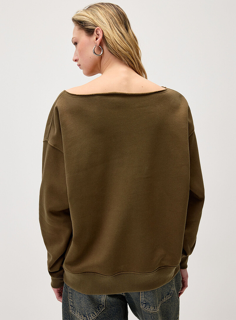 Twik: Le sweat &eacute;paule d&eacute;voil&eacute;e Chocolat - Espresso pour femme