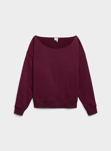 Twik: Le sweat &eacute;paule d&eacute;voil&eacute;e Bourgogne pour femme