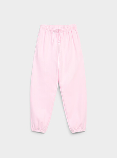 Twik Light pink  Solid cotton-fleece loose joggers for women