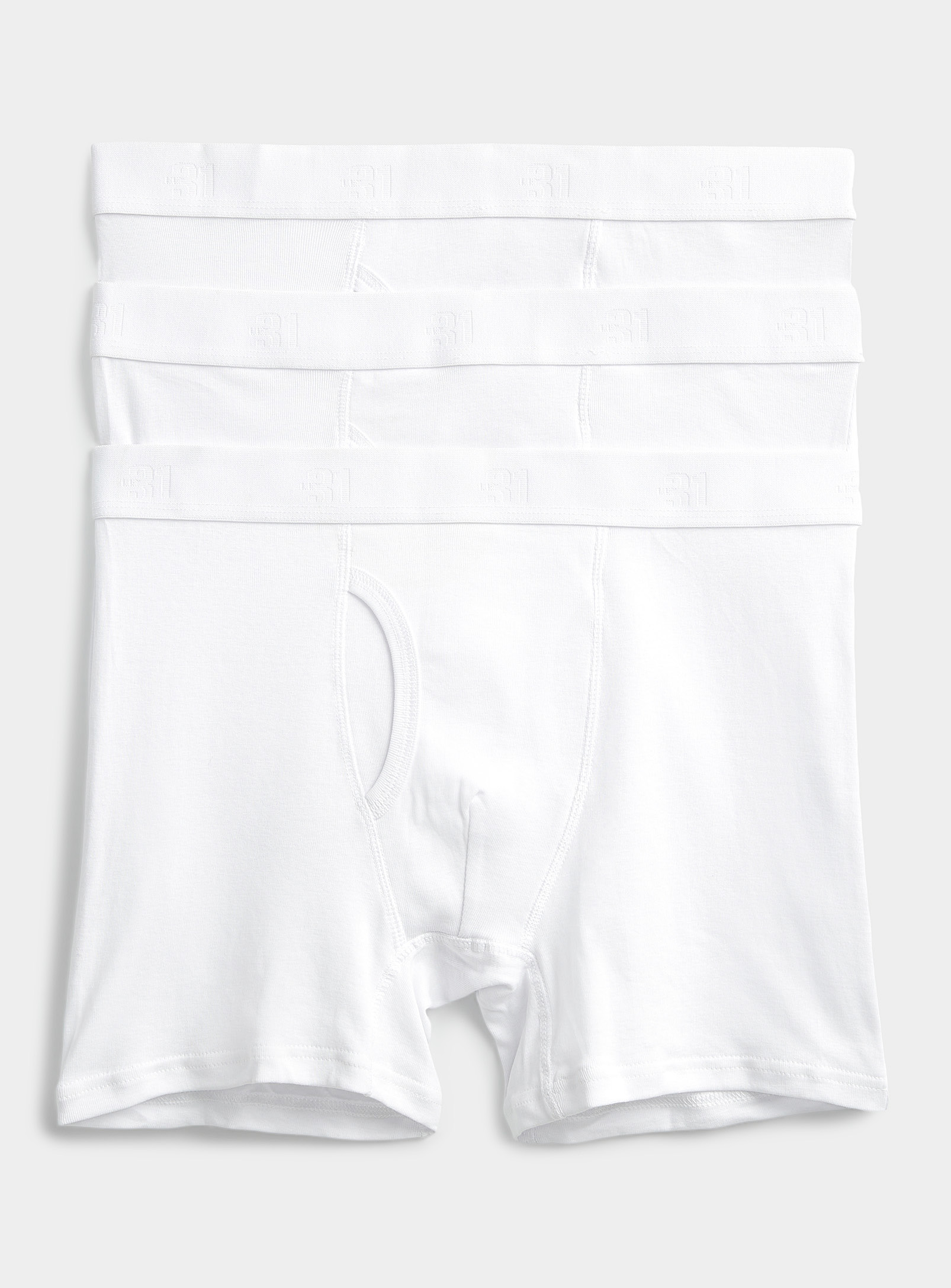 Le 31 Solid Organic Cotton Boxer Briefs 3-pack In White