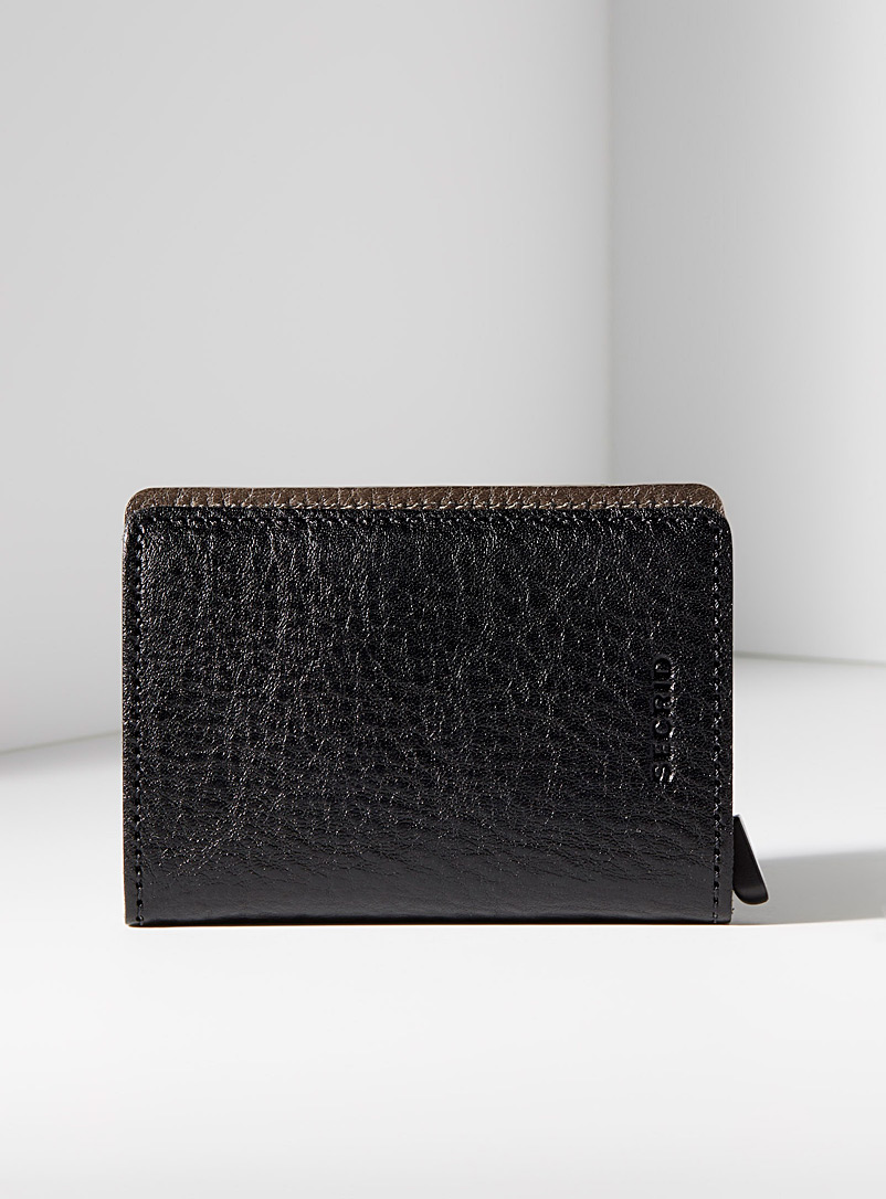 Secrid Black Pebbled leather mini wallet for men