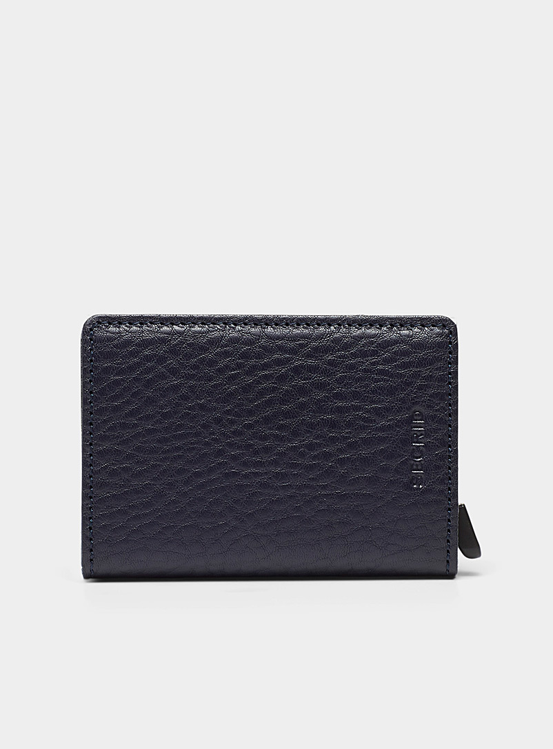 Secrid Marine Blue Pebbled leather mini wallet for men