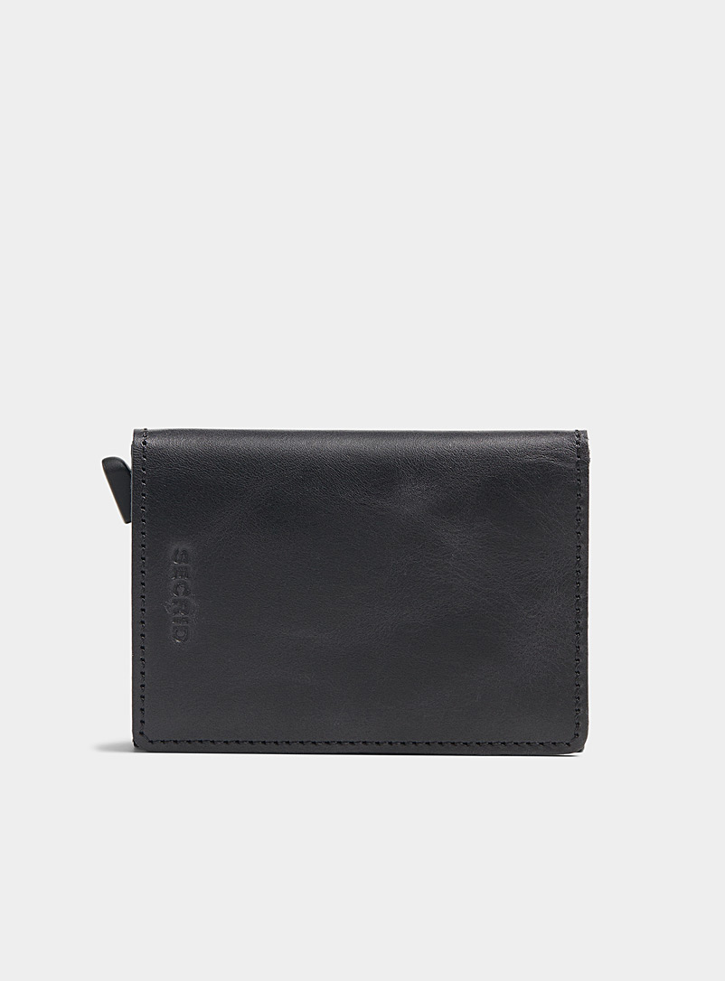 Secrid Black Vintage leather mini wallet for men