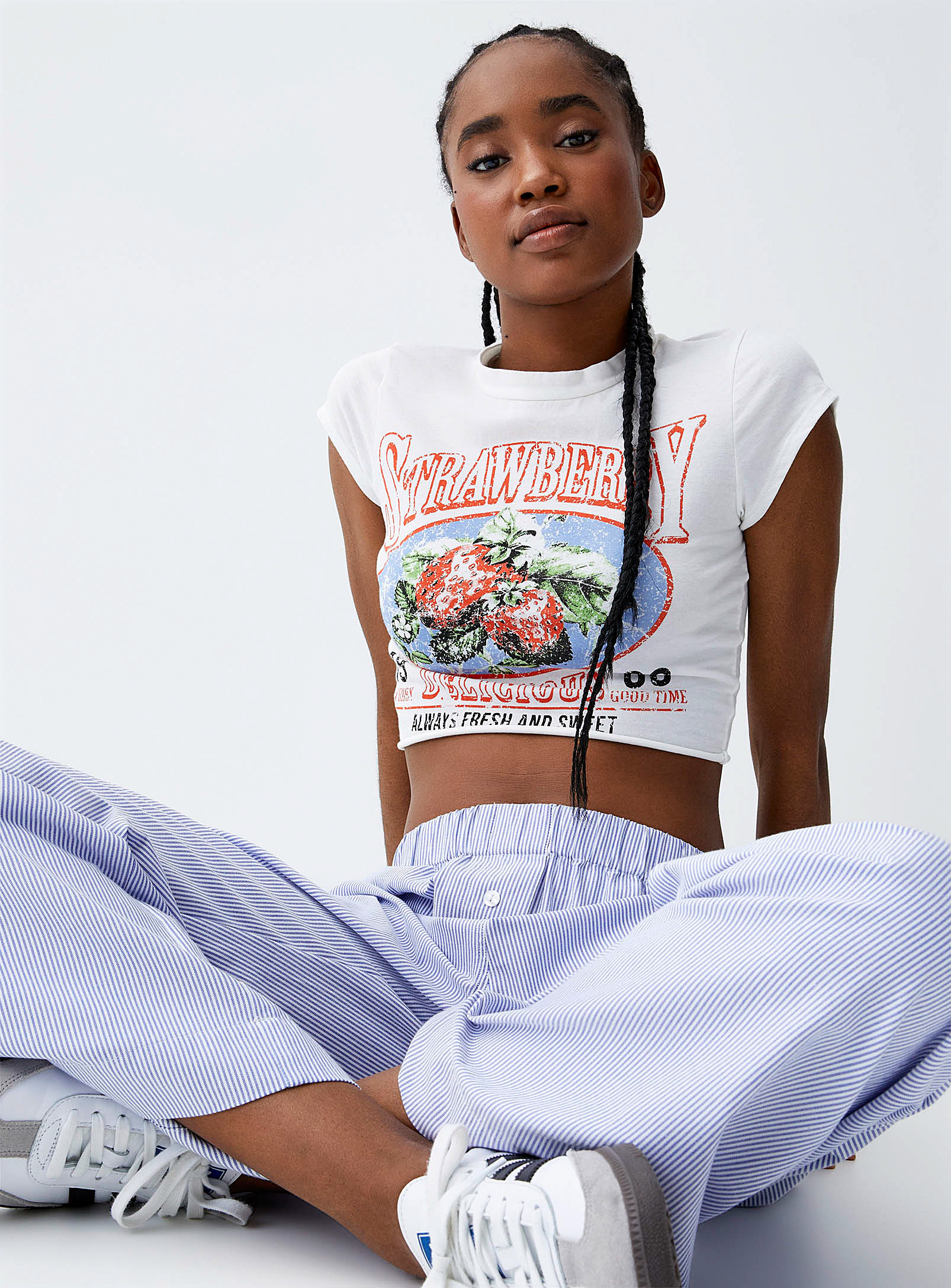 Twik Strawberries Cropped T-shirt In White