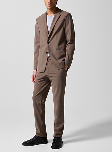 Theory: Le pantalon Zaine tissu Precision Ponte Brun noisette pour homme