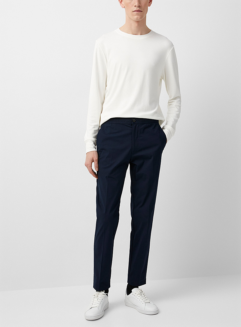 Theory Marine Blue Mayer stretch cotton pants for men