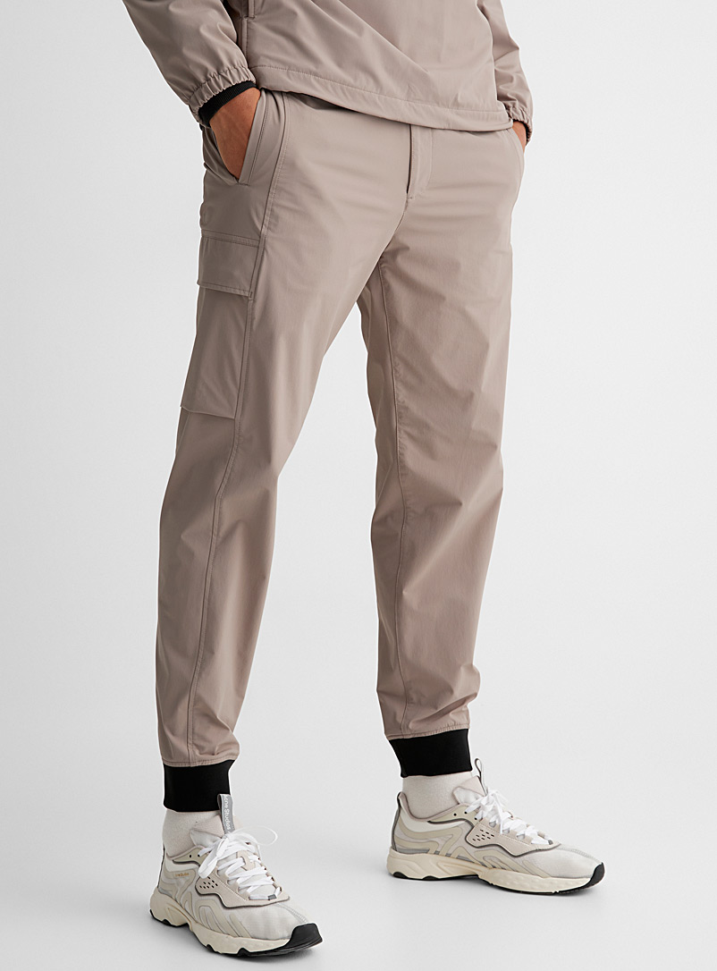 Theory Light Brown Precision Tech fabric joggers for men
