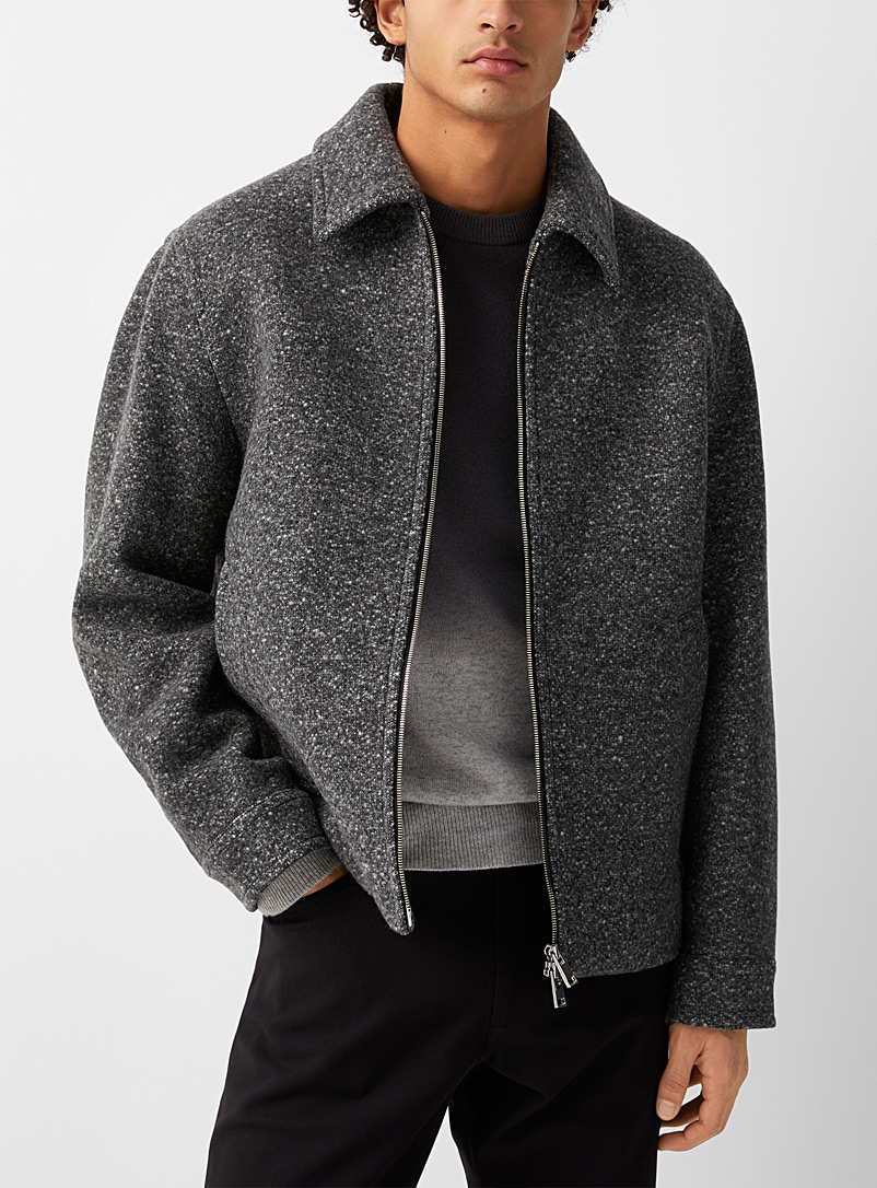 Theory Grey Milo bouclé-style jacket for men