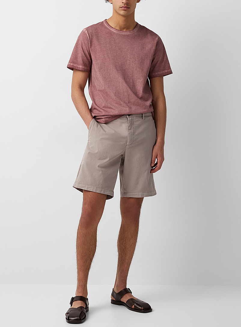 Theory Cream Beige Zaine organic cotton Bermuda shorts for men