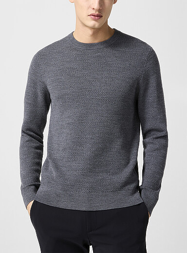 Theory: Le chandail m&eacute;rinos textur&eacute; Maden Gris ardoise pour homme