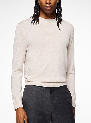 Theory Taupe Regal pure merino wool sweater for men